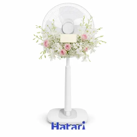 พวงหรีดพัดลม Hatari 18 นิ้ว กล้วยไม้ขาว