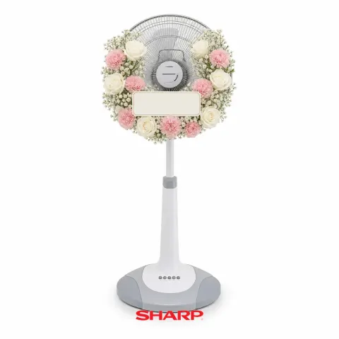 พวงหรีดพัดลม Sharp 16 นิ้ว โทนขาวชมพู