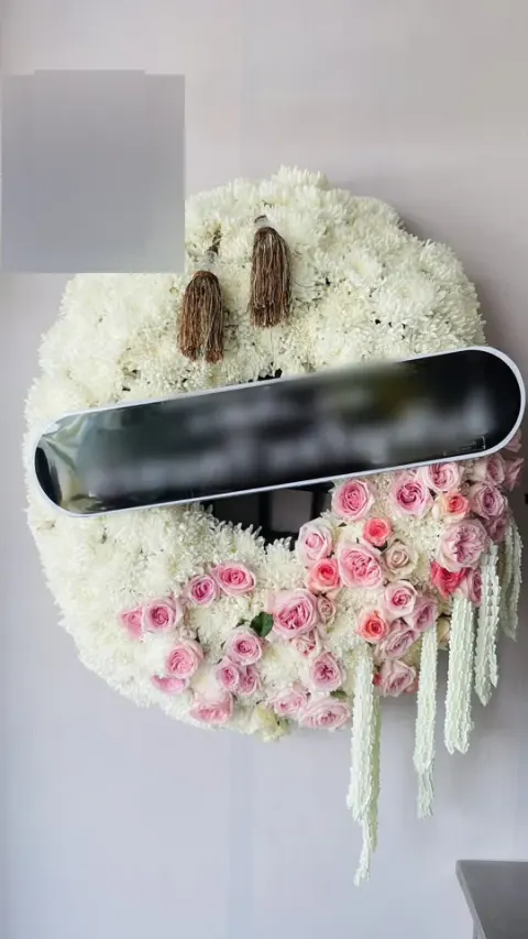 พวงหรีดกุหลาบ โทนชมพูขาว