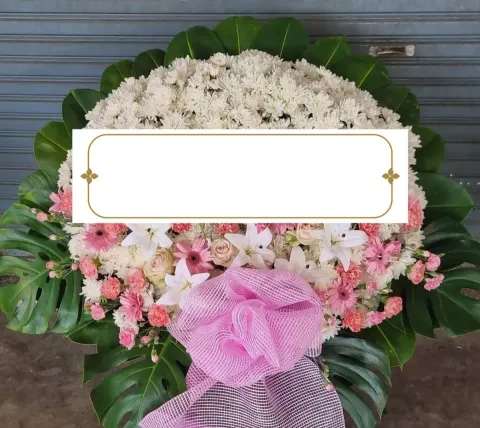 พวงหรีดลิลลี่ โทนชมพูขาว