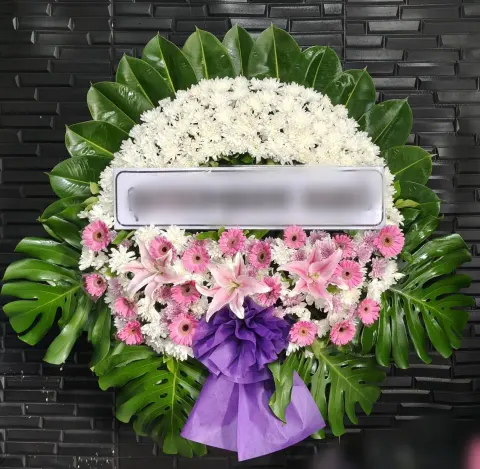 พวงหรีดลิลลี่ โทนชมพูขาวม่วง