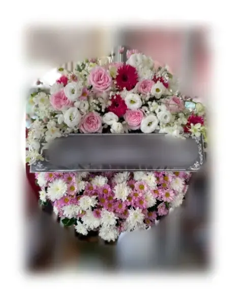 พวงหรีดกุหลาบ โทนขาวชมพู