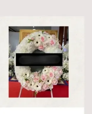 พวงหรีดกุหลาบ โทนขาวชมพู