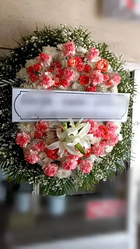 พวงหรีดลิลลี่ โทนขาวส้ม