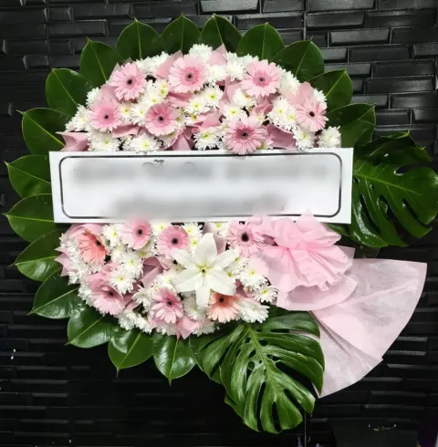 พวงหรีดลิลลี่ โทนชมพูขาว