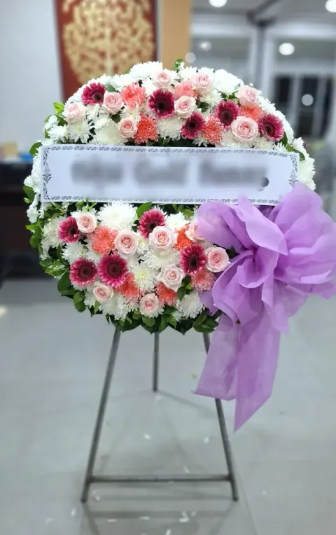 พวงหรีดกุหลาบ โทนม่วง