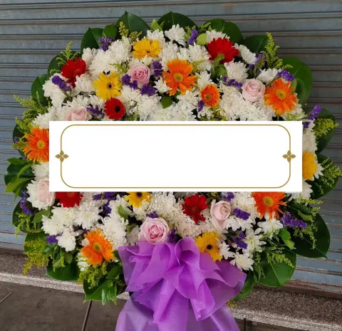 พวงหรีดกุหลาบ โทนเหลืองขาวชมพู