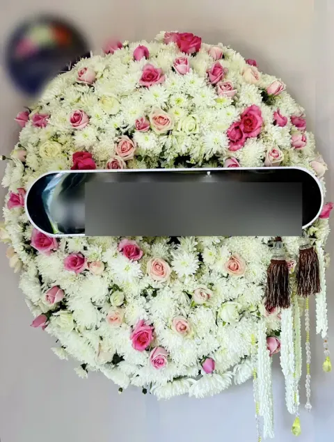 พวงหรีดกุหลาบ โทนขาวชมพู