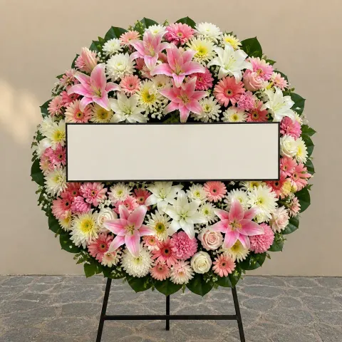 พวงหรีดชุด1119 โทนชมพู