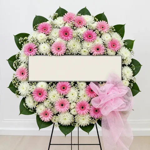 พวงหรีดชุด1213 โทนขาวชมพู