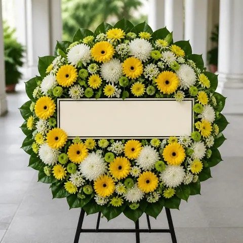 พวงหรีดชุด1216 โทนขาวเหลือง
