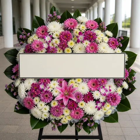 พวงหรีดชุด1237 โทนชมพูม่วง