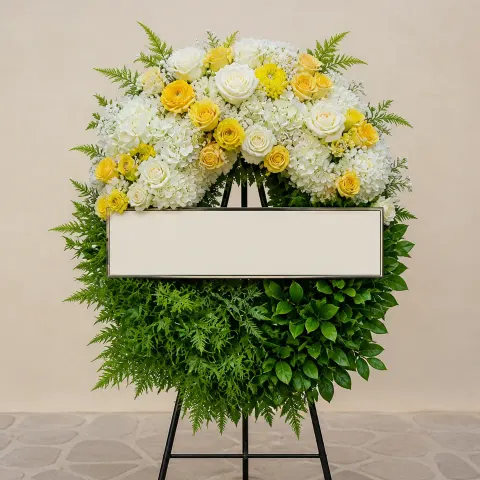 พวงหรีดชุด1259 โทนขาวเหลือง