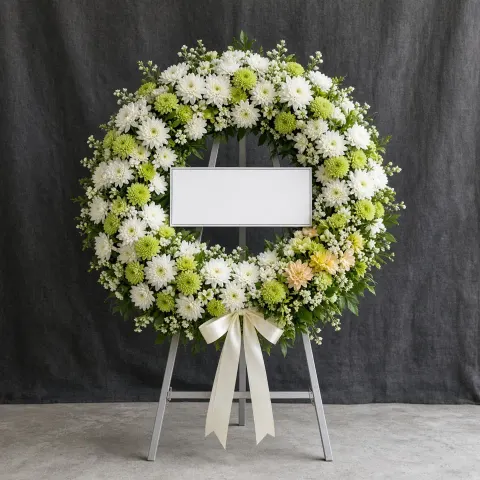 พวงหรีดชุด279 โทนขาวล้วน