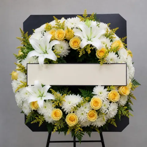 พวงหรีดชุด729 โทนขาวเหลือง