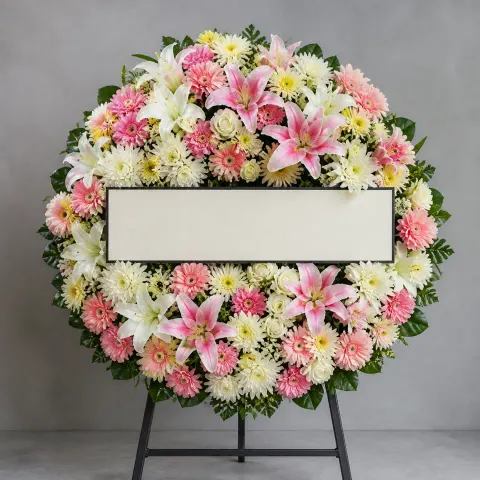 พวงหรีดชุด771 โทนชมพู