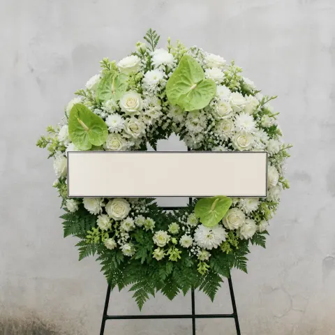 พวงหรีดชุด819 โทนขาวล้วน