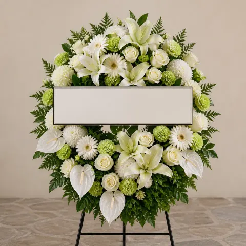 พวงหรีดชุด958 โทนขาวล้วน